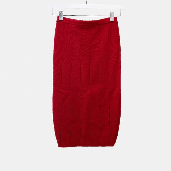 Cushnie Et Ochs FW16 Ruby Red Pencil Skirt With Slits - Picture 3 of 8